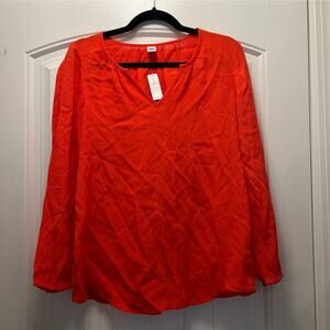 NWT Old Navy Women’s Long Sleeve Split V-Neck Tunic Pullover‎ Top Size M Orange